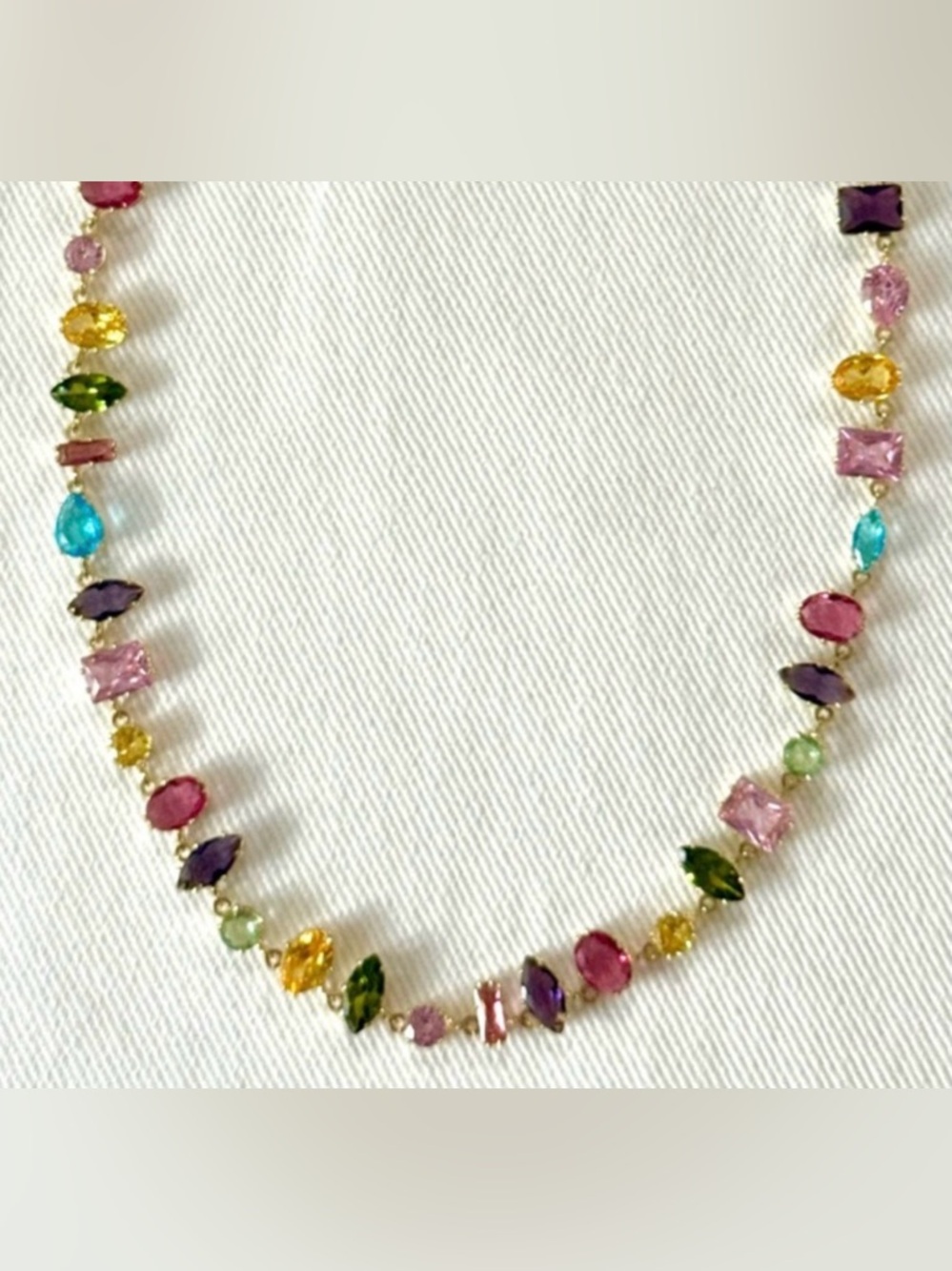 Gemelli Cubic Zirconia Multi Color Gemstone Necklace  NWT
